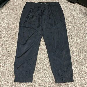 Joie pleated wide leg high rise ankle cropped pants